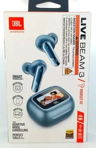 JBL LIVE Beam 3 True Wireless Noise Cancelling Earbud Headphones (Blue) - NEW - Picture 1 of 6