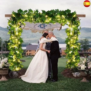  Hiedra falsa de 5 m, hiedra artificial con 50 luces LED, decoración de pared,   - Imagen 1 de 9