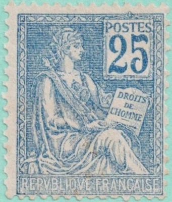 Timbre Année 1900 n°118, Mouchon 25c bleu, Type II, neuf ** sans charnière - Photo 1/3