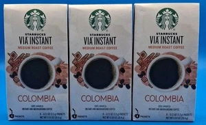 3x Starbucks Colombia Via Instant Medium Roast Coffee 24 total Packets exp 2025 - Picture 1 of 3