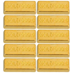 10PCS Mini Gold Bar Models Bricks Toy Artificial Gold Bar Artificial Gold Brick - Picture 1 of 12