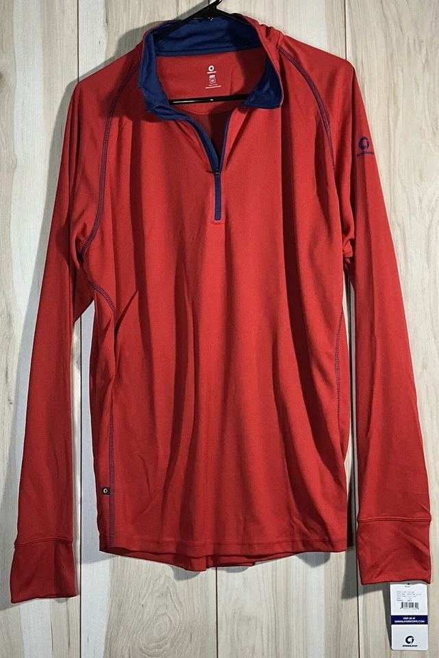 Camisa de rendimiento Greenlayer deportiva capa base para hombre L roja mezcla de bambú 1/4 cremallera Foto 1 de 2