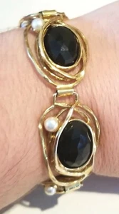 *NEU Atemberaubendes Designer 925 Vermeil Schwarz Onyx Süßwasser Perlen Armband** - Bild 1 von 11