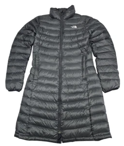 North Face 700 Puffer Full Zip Parka Women Medium Full Zip Long Jacket Dark Gray - Picture 1 of 24