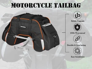 VIATERRA CLAW WATERPROOF TAILBAG, BLACK & ORANGE For All Motorcycles - Picture 1 of 3