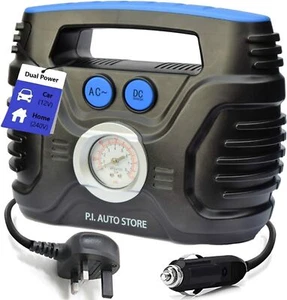Pompa pneumatici - 240 V gonfiatore pneumatici auto o compressore 12 V DC, doppia potenza, compatto - Foto 1 di 7