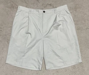 Adidas Chino Shorts Mens Size 36  100% Polyester Tan Pleated Front  Logo Outdoor - Picture 1 of 13