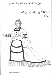 Vestido de visita de moda francesa patrón 1873 #121 para muñeca. - Imagen 1 de 1