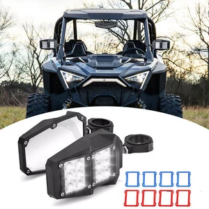 2020-2025 UTV Rear-View Side Mirrors W/LED Lights For Polaris RZR PRO R XP Turbo - Picture 1 of 10