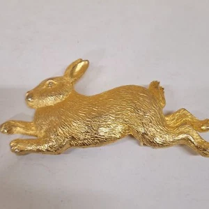 Hebilla de cinturón Doreen Ryan Rabbit firmada DR 1995 metal dorado ojo de cristal 5 pulgadas - Imagen 1 de 11