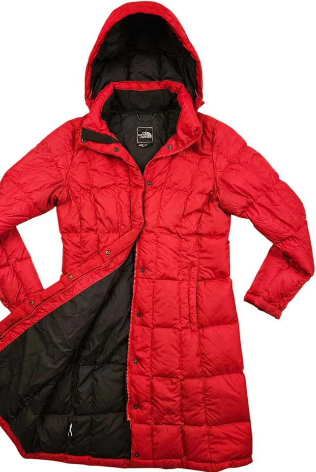 LO ÚLTIMO Abrigo Para Mujer THE NORTH FACE @ 550 PLUMÓN ACOLCHADO ACOLCHADO ACOLCHADO LARGO RODILLA ROJO M Foto 1 de 4