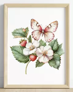Schmetterling Wandbilddruck, Schmetterling und Blumen Druck, Wandbild Deko Druck #41 - Bild 1 von 2