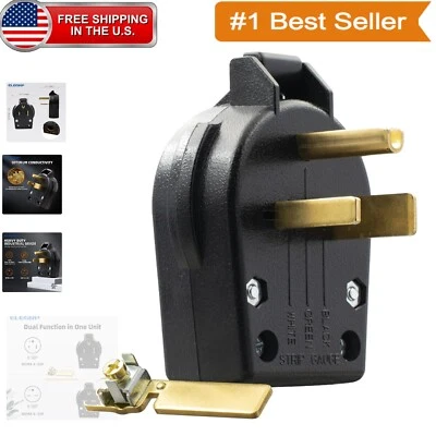 Dual Function NEMA 6-30P & 6-50P Angle Plug 250V, 30A/50A - Industrial Grade - Image 1 of 4