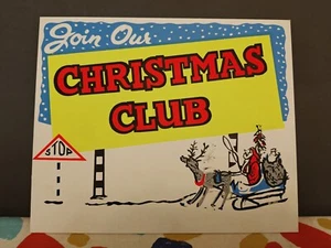 Join Our Christmas Club Small Card Hand Printed Sign Retro Style A4 Poster  - Picture 1 of 3