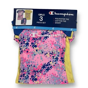 NEW! Girls Champion Size 4T Athletic Shorts and Tees 3-Pc Outfit Set - Picture 1 of 2