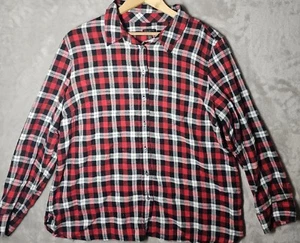 Camisa Talbots Petite Manga Larga Botón Camisa a Cuadros Talla XLP Roja Con Negra - Imagen 1 de 11