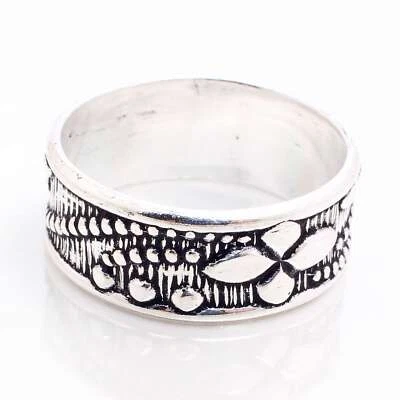 925 Placcato Argento Handmade Design Gioielli Regalo per Lei Anello Size 7.5 - Immagine 1 di 3