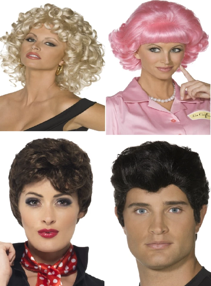 Grease Wig Danny Sandy French Rizzo Adults 50s Fancy Dress Accessory Official - Image 1 of 1