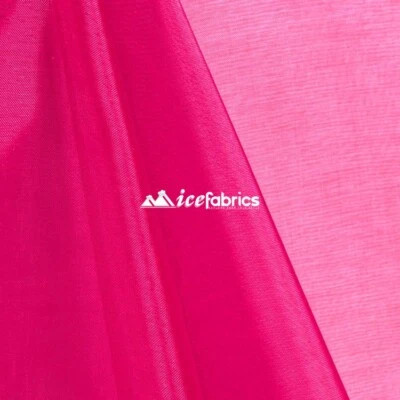 Tecido de organza rosa quente por jarda_ cristal transparente "54 largura_ preço de atacado - Imagem 1 de 4