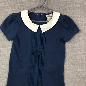 Matilda Jane Blouse Top Girls 6 Navy Blue Secret Fields Pleated Peter Pan Collar - Picture 1 of 9