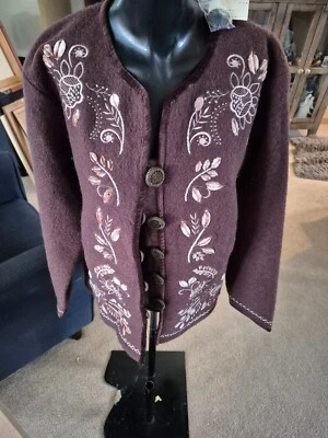 NUEVO CON ETIQUETAS - Chaqueta Carson Marrón Bordado Forrada Lana Botón Frontal - XL Foto 1 de 4