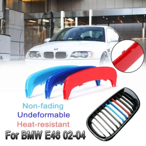 New M Color Kidney Grille Grill Cover Stripe Clip For BMW 3 Series E46 02-04 - Picture 1 of 7