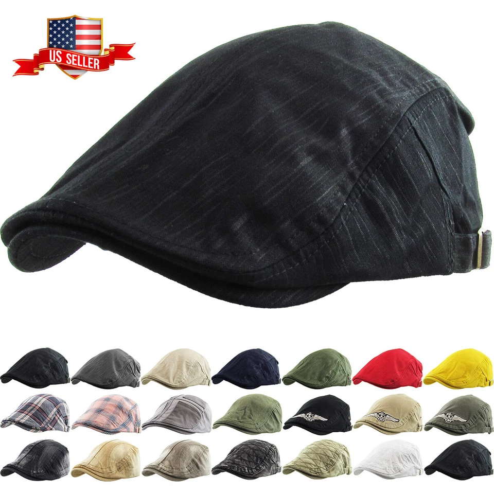 Cotton Classic Newsboy Ivy Gatsby Cap Mens Denim Hat Golf Driving Summer Cabbie - Image 1 of 1