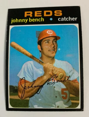 Tarjeta de béisbol 1971 Johnny Bench # 250 Cincinnati Reds Topps Salón de la fama Foto 1 de 2