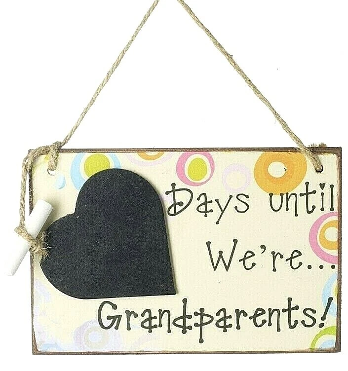 Joblot 3 x Wooden Hanging Sign "Days until We're Grandparents".Chalk Board - Image 1 of 1