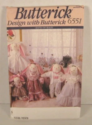 Butterick 6551 Wedding Party Bunnies: Small & Large Rabbits w/Clothes Pattern UC - Image 1 of 2