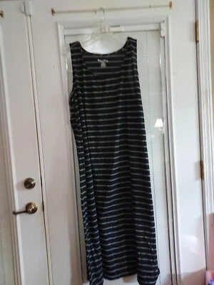НОВЫЙ С ЯРЛЫКАМИ ПРОСТО ЛЮБОВЬ ПЛЮС РАЗМЕР 3 X ЧЕРНЫЙ/СЕРЫЙ🖤🤍🖤🤍 ВЕСЕЛО ПОЛОСКИ ЛЕТНЕЕ ПЛАТЬЕ - Изображение 1 из 4