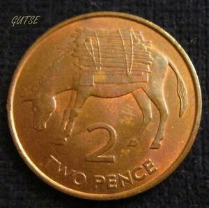 SAINT HELENA & ASCENSION, 2 PENIQUES 1984, BURRO CON LEÑA, SIN CIRCULAR. - Imagen 1 de 2