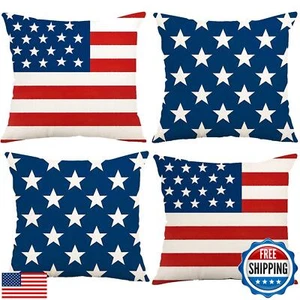MAZSHTTD 4th of July Decorative Pillows 18 x 18 Patriotic Star Throw Pillow C - Picture 1 of 5