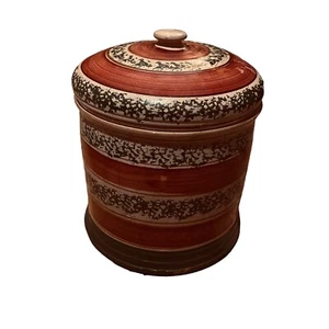 Italian Burnia Lidded Jar Sicilian Ceramic Nineteenth Century 21cm Tall Bonded - Picture 1 of 24