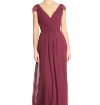 Maxi Vestido Hayley Paige Ocasiones Mujer Borgoña Dama de Honor Talla 6 Foto 1 de 4