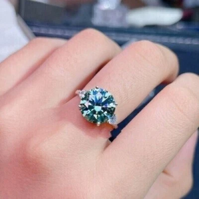 Blue Diamond 2.50 Ct Ring Round treated Engagement Solitaire 925 Certified Shine - Image 1 of 4