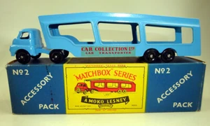 Matchbox Accessory Pack A2 Car Transporter ruedas de plástico azul negro excelente en caja - Imagen 1 de 11