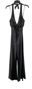 Victoria's Secret 100% Seide Neckholder Wide-Leg Jumpsuit Schwarz Gr. S Vintage Y2K 90er - Bild 1 von 9