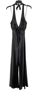 Macacão Victorias Secret 100% seda halter perna larga preto tamanho P vintage anos 90 Y2K - Imagem 1 de 4