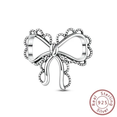 MULA Fine Original Hollow Bow DIY Charm 925 Sterling Silber für Frauen Armband - Bild 1 von 4