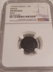 Russian Empire Coin 1767 KM Siberia Polushka (R) Rare Ekaterina II NGC AU det - Picture 1 of 9