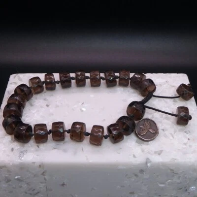 PULSERA BARRIL MARRÓN JOSEPH BROOKS 8-9" AJUSTE CORDÓN CRISTAL CUARZO 10MM PIEDRA Foto 1 de 4