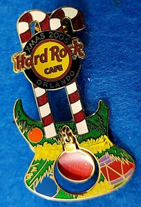 ORLANDO XMAS CHRISTMAS DOUBLE NECK CANDY CANE GUITAR 2005 Hard Rock Cafe PIN LE - Picture 1 of 1