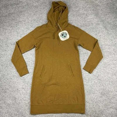Toad & Co Follow Through Hooded Dress Womens Small Husk Brown Organic Cotton - Image 1 of 4