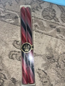 New J&S Candles Inc Box of 2 Handcrafted 12” Red Blue Candy Cane Candles - Picture 1 of 7