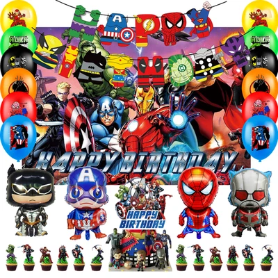 Superhero Birthday Party Supplies,37 Pcs Superhero Banner Cake Toppers Balloons  - Image 1 of 4