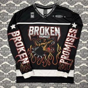 Broken Promises Hockey Jersey Double Sided Flame Logo Dog LA Streetwear Mens M - Picture 1 of 12