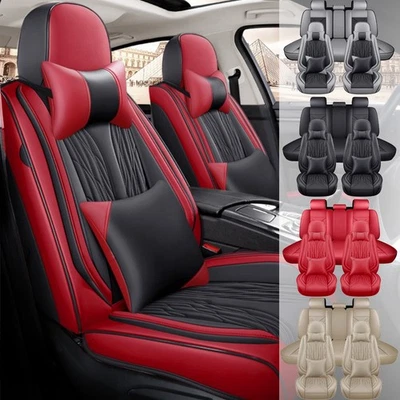 For Acura Car Seat Covers Leather Front Rear Full Set 5-Seats Protectors Cushion - Image 1 of 4