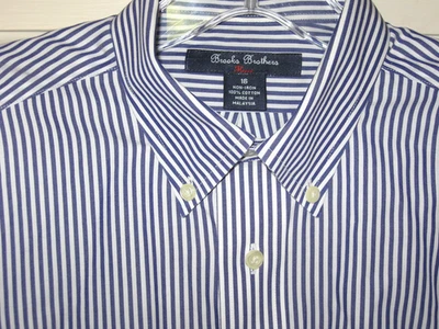 BROOKS BROTHERS FLEECE BOYS DRESS SHIRT SZ 16 BLUE STRIPES WHITE NON-IRON LNWOT - Image 1 of 4