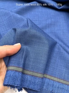 LORO PIANA BLUE Super 150s Wool and Silk Suiting Fabric 3.60 meter - Picture 1 of 14